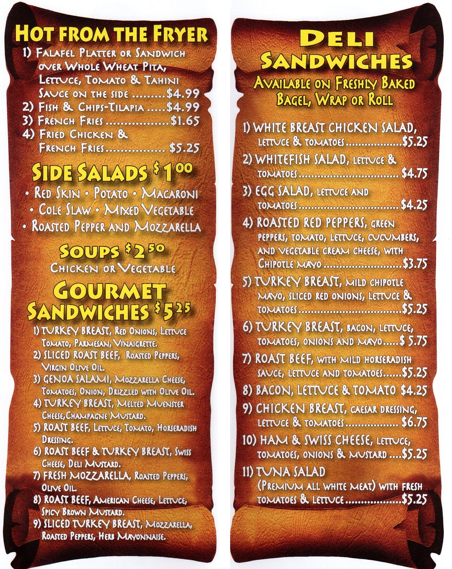 Bagel Mania in Matawan Menu