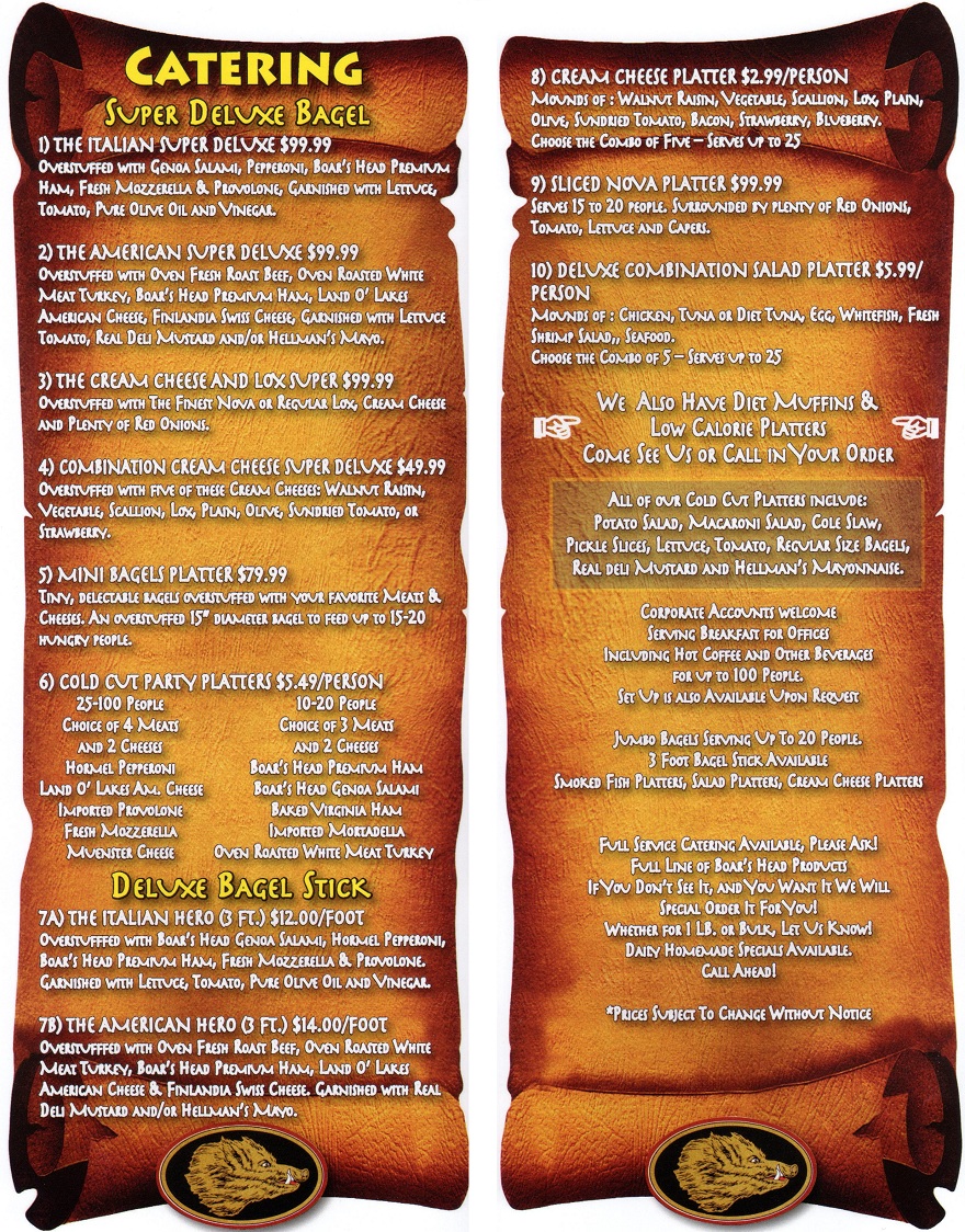 Bagele Mania in Matawan Catering Menu